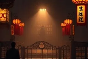 《雾港档案》海报，雨夜码头的档案室窗口透出灯光