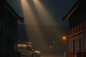 《九月列车》海报，绿皮车厢窗外掠过的稻田